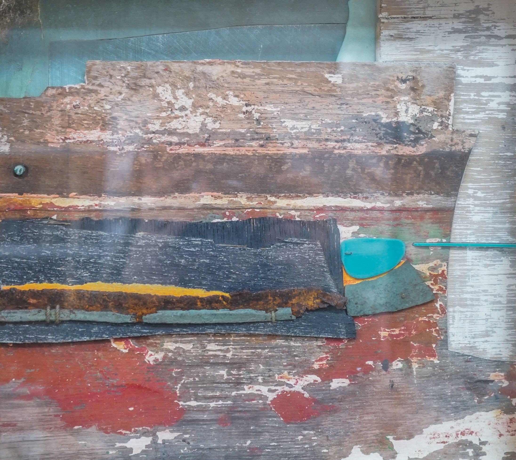Geoffrey Bradford (1947-), mixed media, Berthed at Caen 2000, Artists label verso, 25 x 27cm